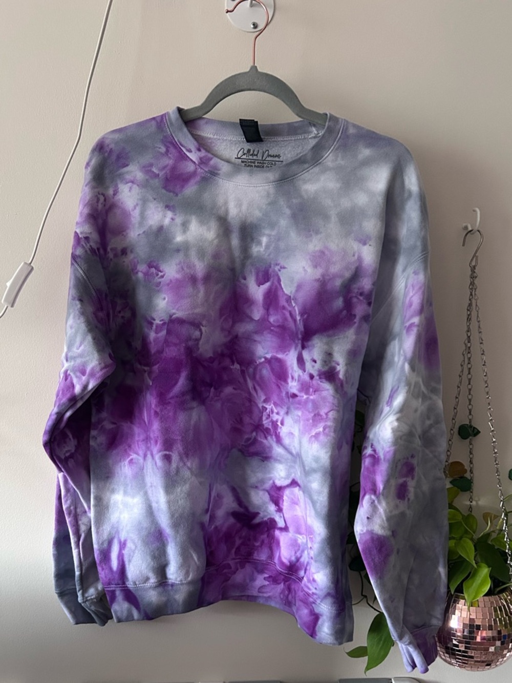 Tie-Dye Purple & Gray Crewneck Sweatshirt